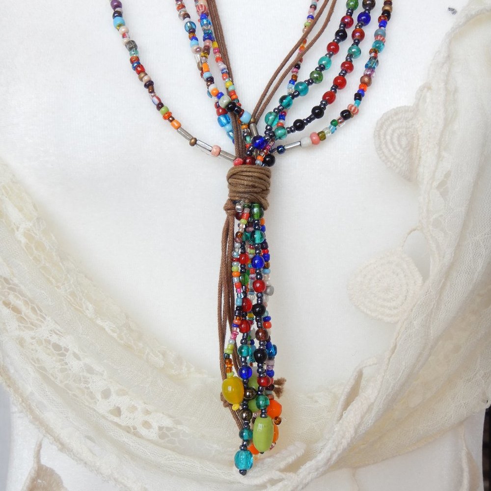 Lucky Brand Beaded & Leather Multi-Strand Necklace